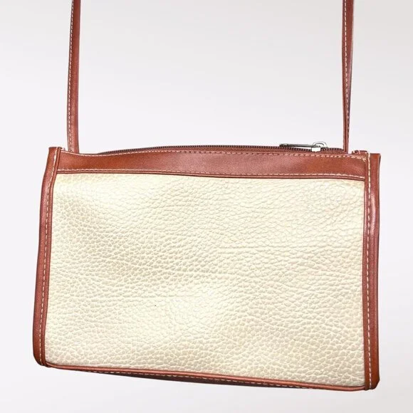Vintage Crossbody Bag Cream Brown Retro Purse - Picture 4 of 9